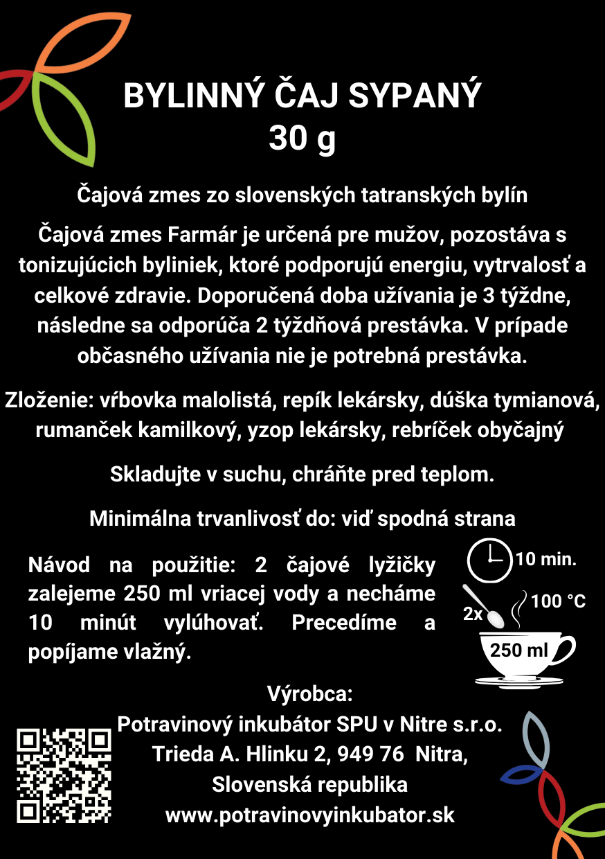 Bylinkový čaj Farmár - Etiketa